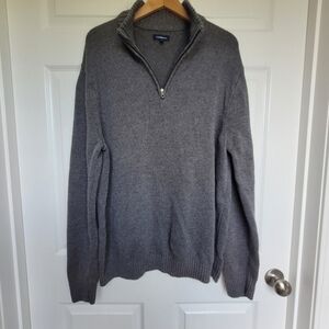 Croft & Barrow Heavy Gray V Neck Zip Collared Neck Pullover Sweater XXL